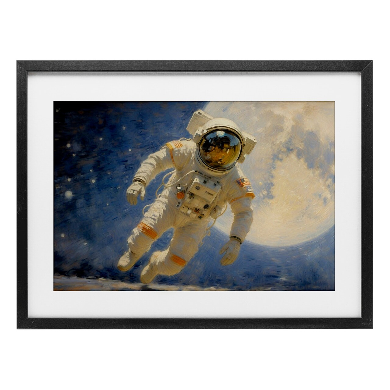 Stupell Industries Astronaut in Vast Galaxy Framed Print Under Glass, design by Angie Hawke